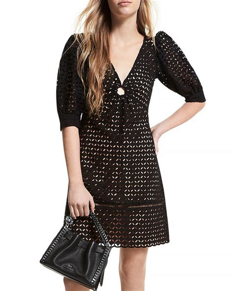 michael kors geo eyelet mini dress|Cotton Eyelet Cutout Mini Dress .